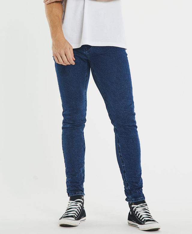 model wears K1 Super Skinny Fit Jeans Ozark Blue Pants Blue - image 1