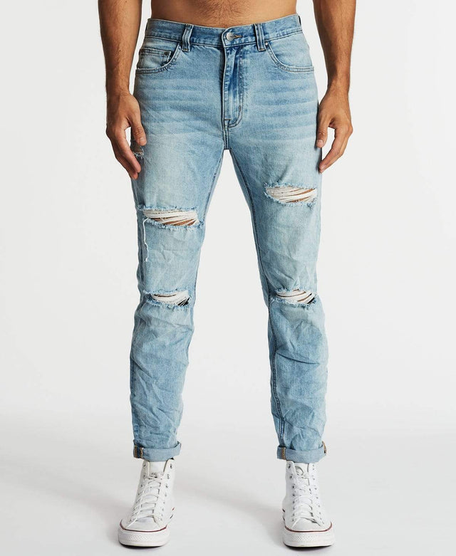 Kiss Chacey K3 5 Pocket Tapered Turn Up Jean Horizon Blue