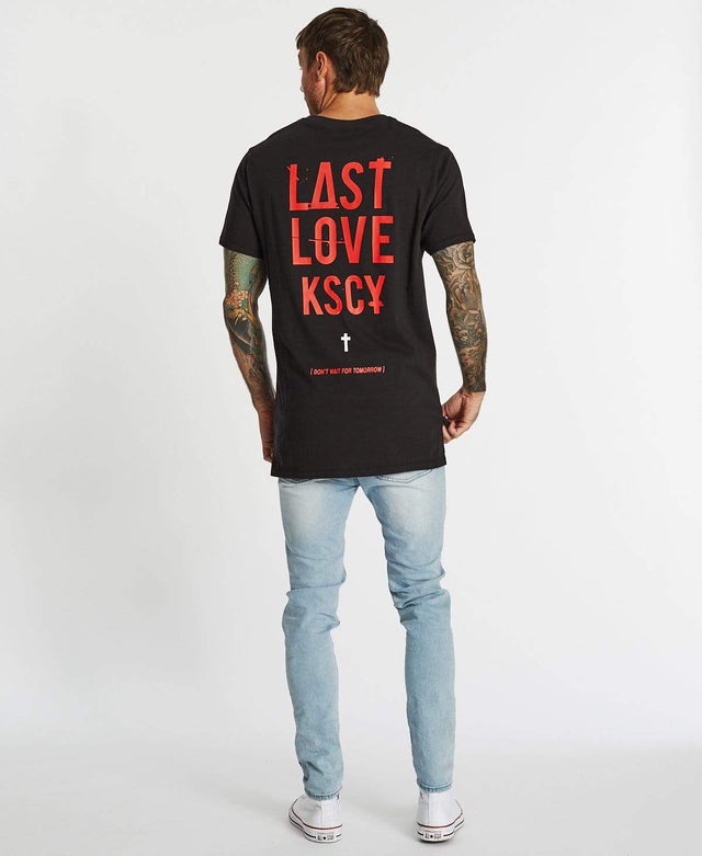 Kiss Chacey Last Love Tall Step Hem T-Shirt Jet Black