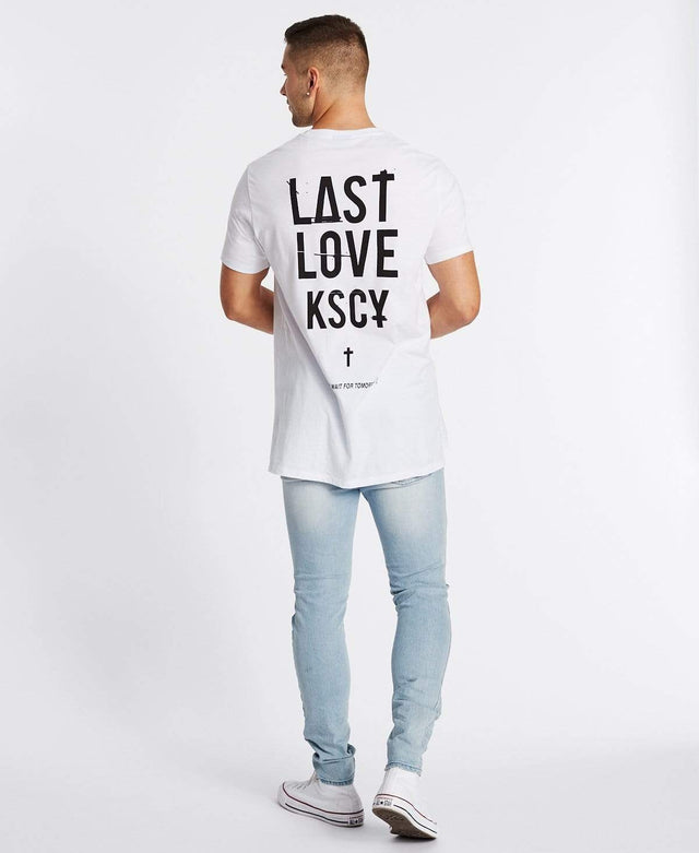 Kiss Chacey Last Love Tall Step Hem T-Shirt White