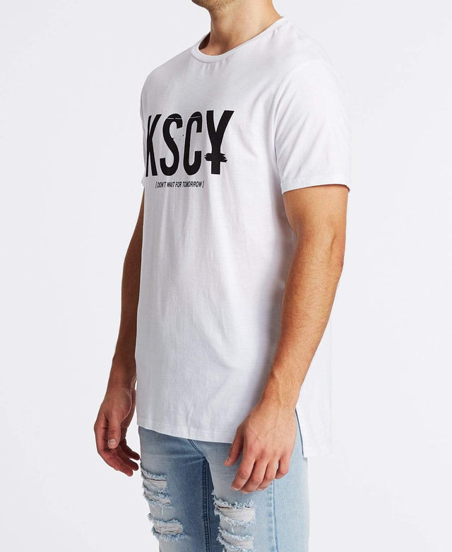 Kiss Chacey Last Love Tall Step Hem T-Shirt White
