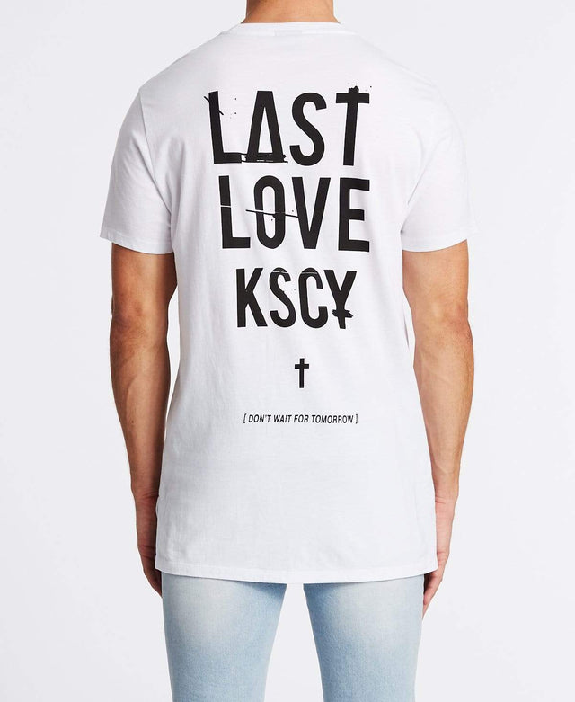 Kiss Chacey Last Love Tall Step Hem T-Shirt White