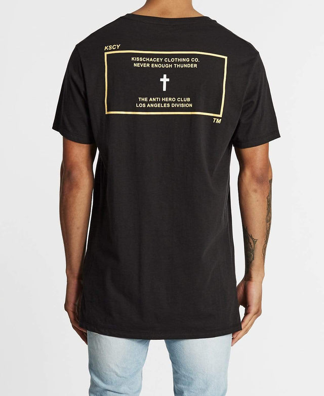 Kiss Chacey Monument Tall Step Hem T-Shirt Jet Black