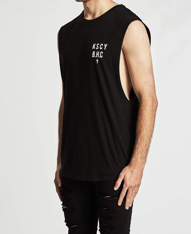 Kiss Chacey Mystery Dual Curve Hem Muscle Tee Jet Black