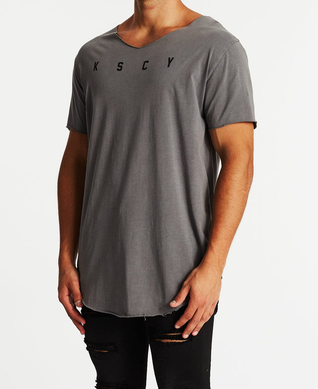 Kiss Chacey Nemesis Raw V-Neck T-Shirt Pigment Charcoal