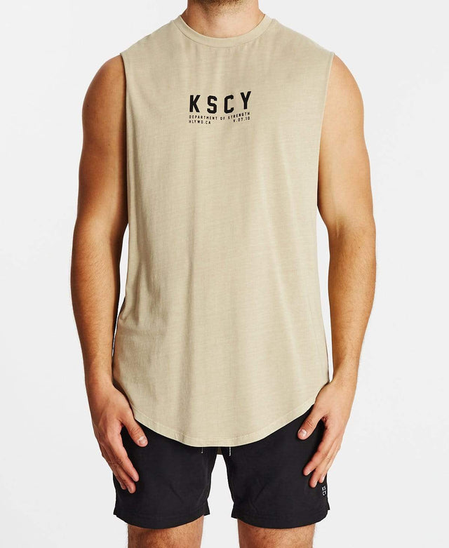 Kiss Chacey Prowler Curved Hem Muscle Tee Pigment Sand