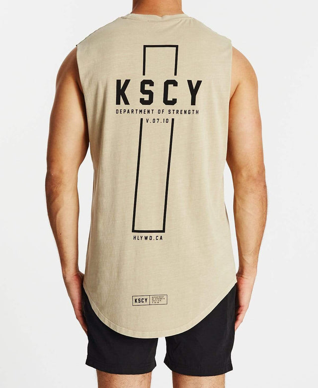 Kiss Chacey Prowler Curved Hem Muscle Tee Pigment Sand