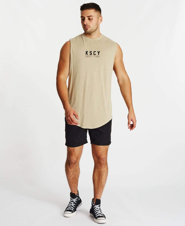 Kiss Chacey Prowler Curved Hem Muscle Tee Pigment Sand