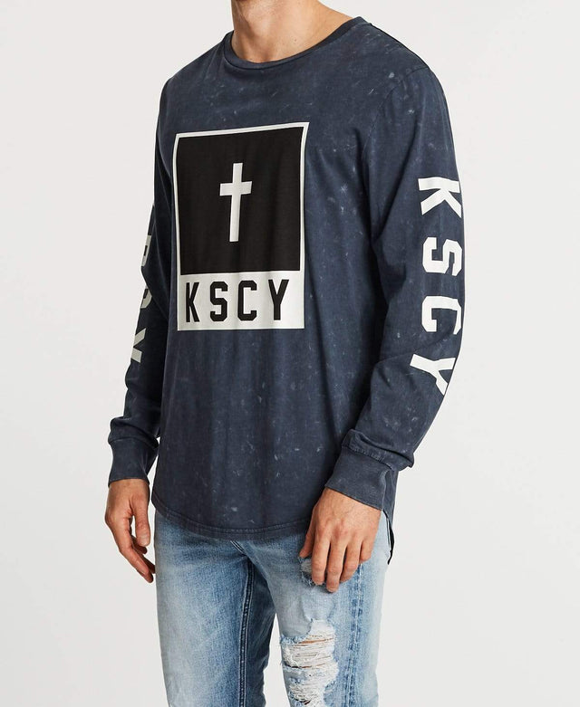 Kiss Chacey Pursuit Cape Back Long Sleeve Tee Acid Navy