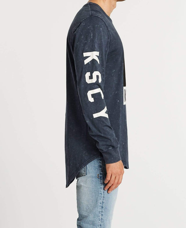 Kiss Chacey Pursuit Cape Back Long Sleeve Tee Acid Navy