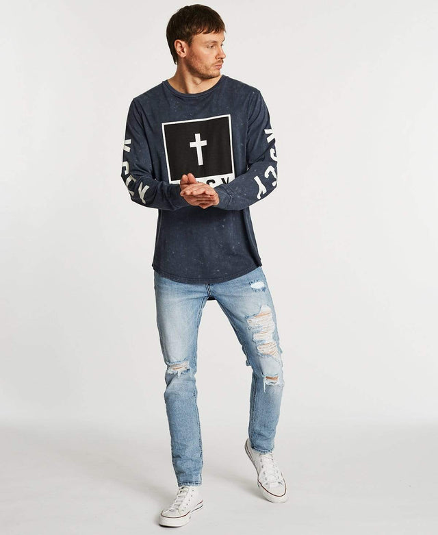 Kiss Chacey Pursuit Cape Back Long Sleeve Tee Acid Navy
