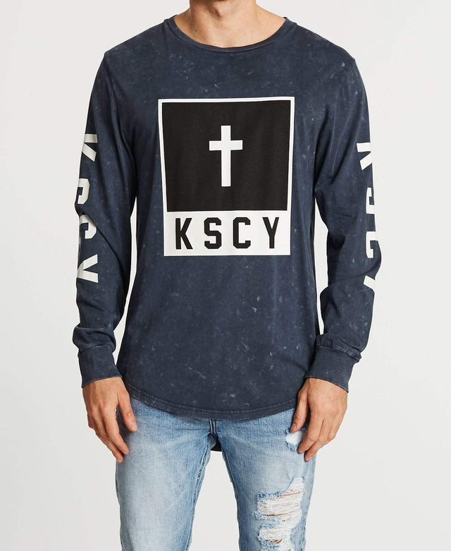 Kiss Chacey Pursuit Cape Back Long Sleeve Tee Acid Navy