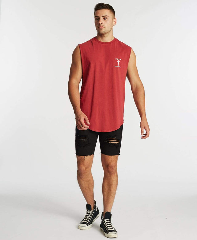 Kiss Chacey Renegade Dual Curve Muscle Tee Pigment Burgundy