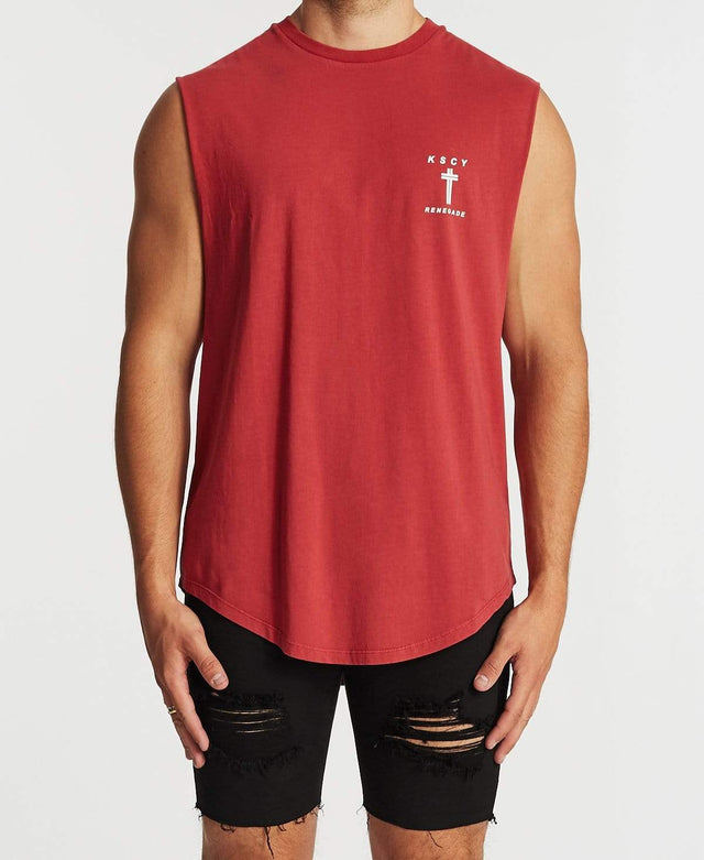 Kiss Chacey Renegade Dual Curve Muscle Tee Pigment Burgundy