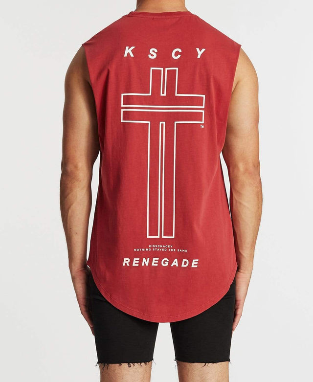 Kiss Chacey Renegade Dual Curve Muscle Tee Pigment Burgundy