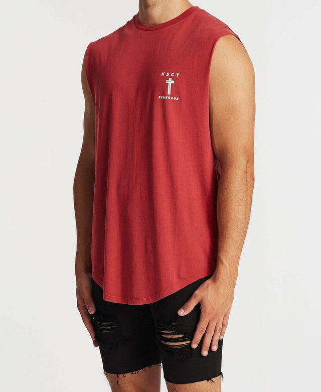 Kiss Chacey Renegade Dual Curve Muscle Tee Pigment Burgundy