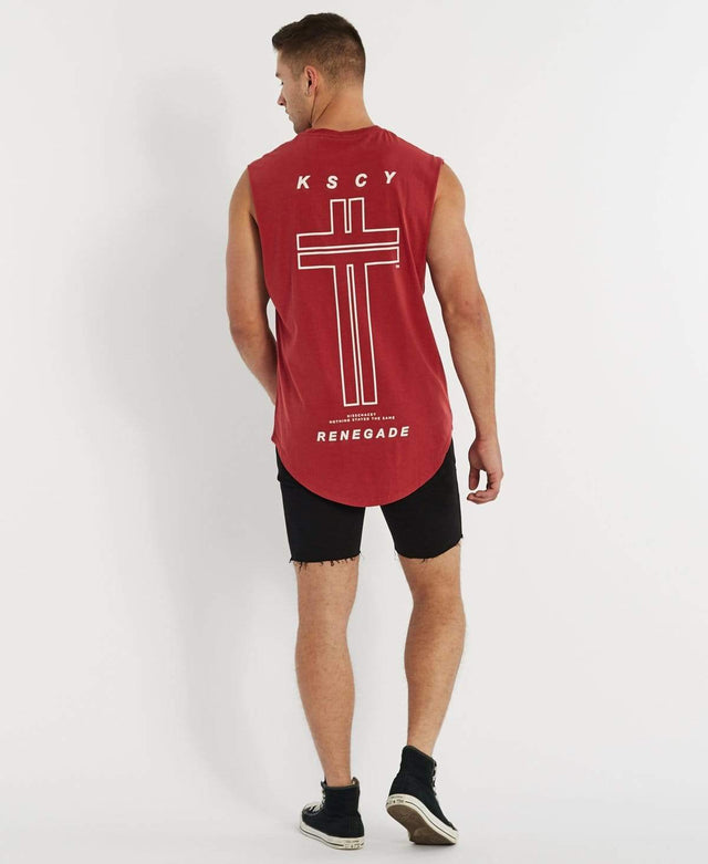 Kiss Chacey Renegade Dual Curve Muscle Tee Pigment Burgundy