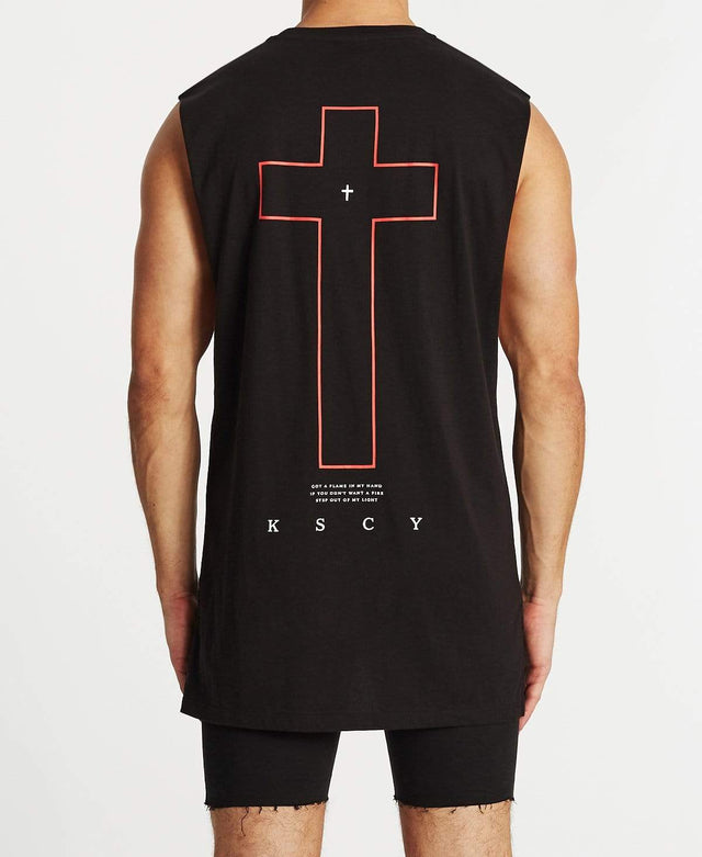 Kiss Chacey Resident Step Hem Muscle Tee Jet Black