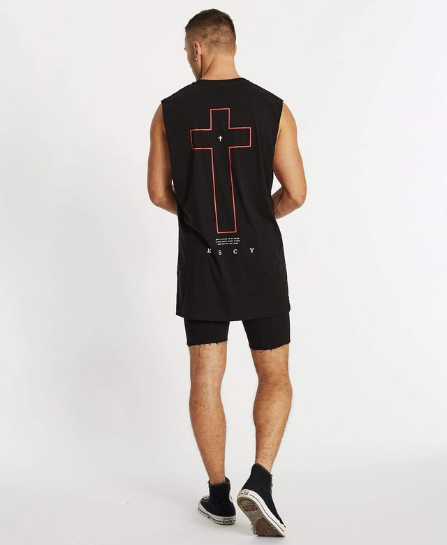 Kiss Chacey Resident Step Hem Muscle Tee Jet Black