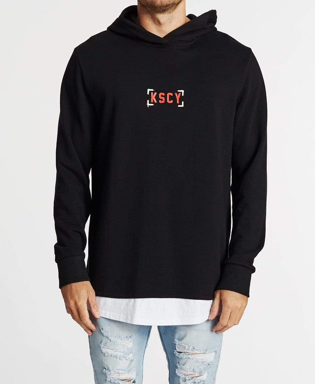 Kiss Chacey Runaway Layered Baseball Hoodie Jet Black