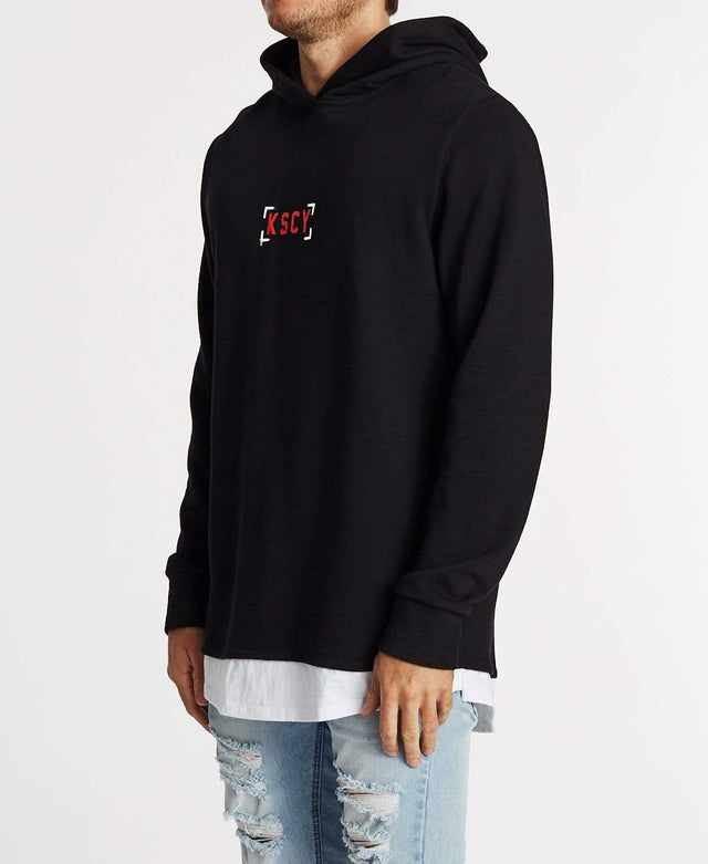 Kiss Chacey Runaway Layered Baseball Hoodie Jet Black