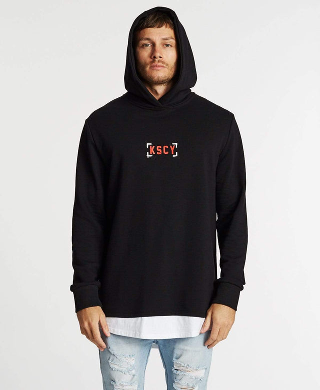Kiss Chacey Runaway Layered Baseball Hoodie Jet Black