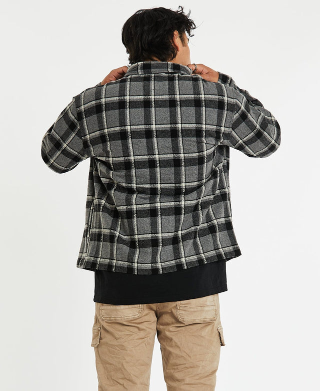 Kiss Chacey Ruskin Relaxed Overshirt - Charcoal Check Multi Colour