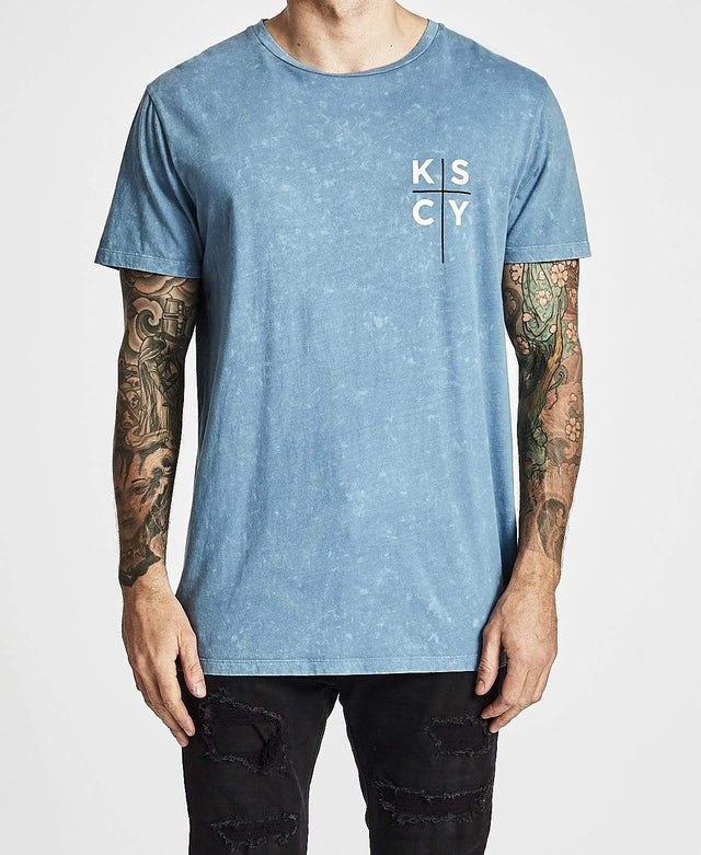 Kiss Chacey Self Made Tall Step Hem T-Shirt Acid Blue Shadow