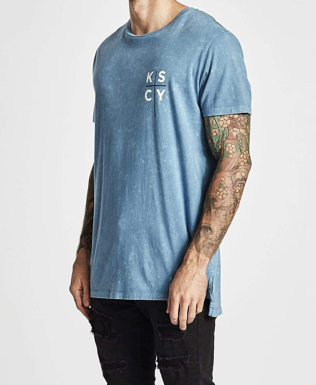 Kiss Chacey Self Made Tall Step Hem T-Shirt Acid Blue Shadow