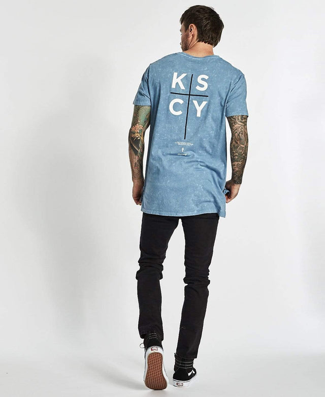 Kiss Chacey Self Made Tall Step Hem T-Shirt Acid Blue Shadow