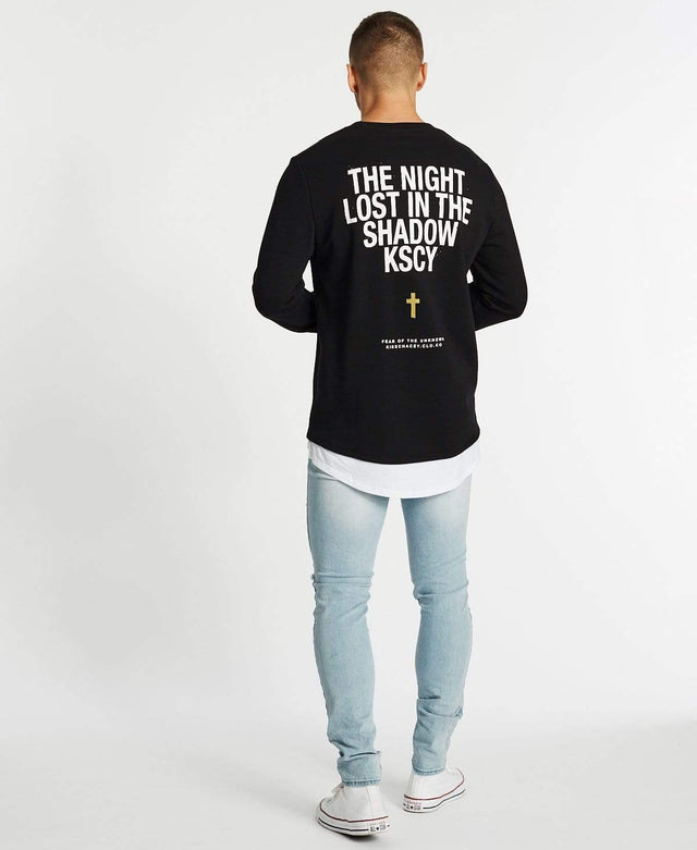 Kiss Chacey Shadows Layered Hem Baseball Jumper Jet Black
