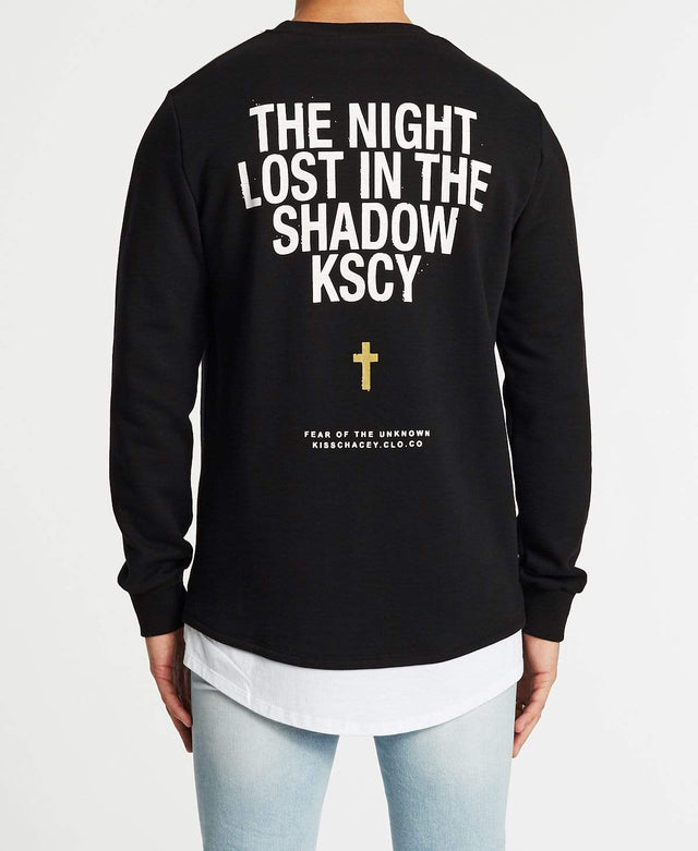 Kiss Chacey Shadows Layered Hem Baseball Jumper Jet Black