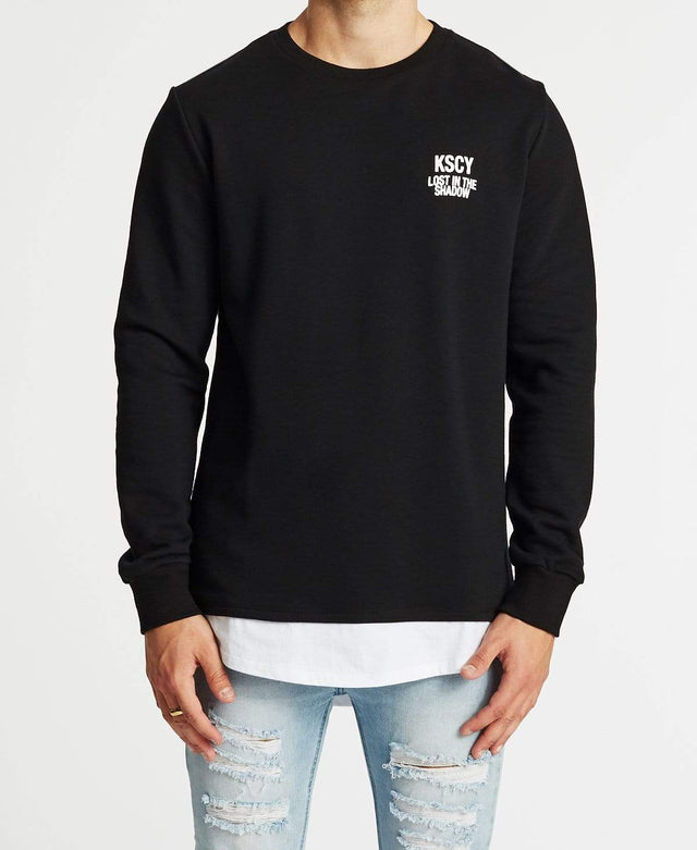 Kiss Chacey Shadows Layered Hem Baseball Jumper Jet Black