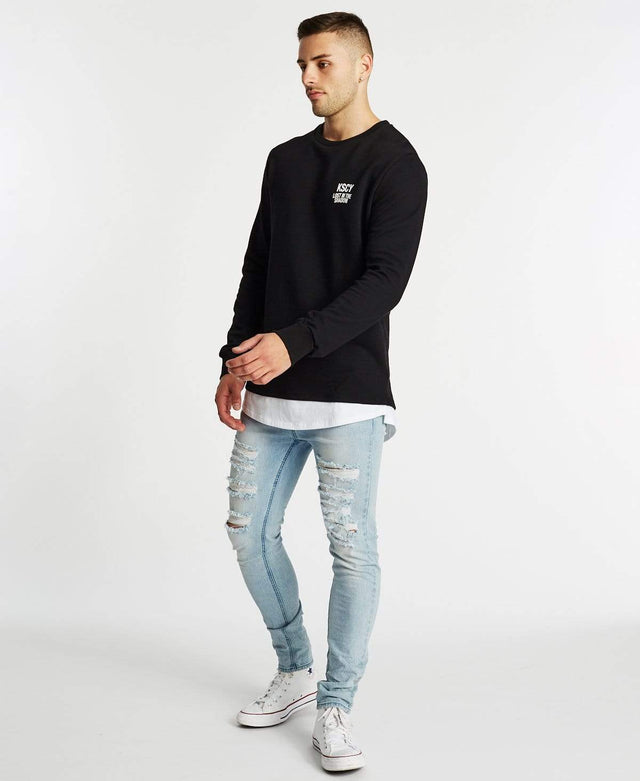 Kiss Chacey Shadows Layered Hem Baseball Jumper Jet Black