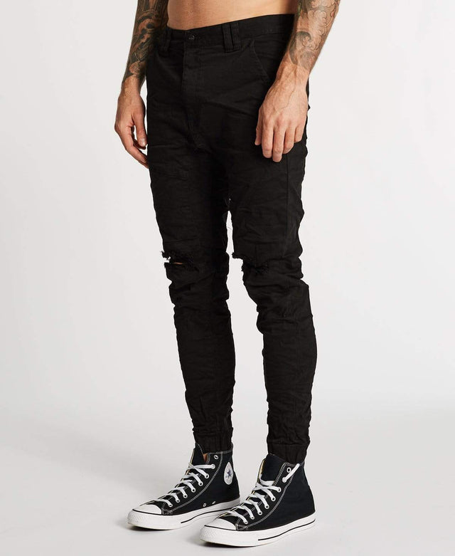 Kiss Chacey Spartan Denim Jogger Pants Jet Black