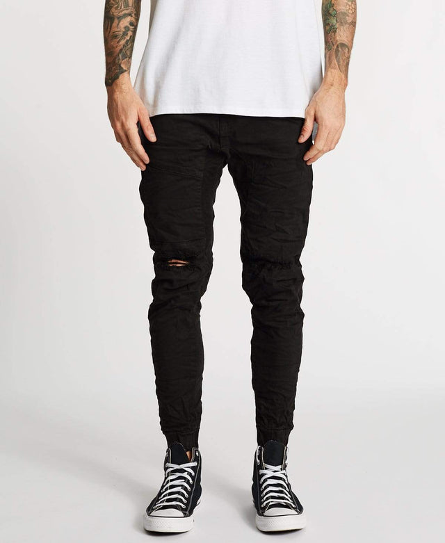 Kiss Chacey Spartan Denim Jogger Pants Jet Black