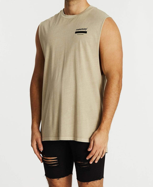 Kiss Chacey Stolen Step Hem Muscle Tee Pigment Sand