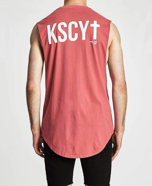 Kiss Chacey Tempo Dual Curve Hem Muscle Tee Pigment Burgundy