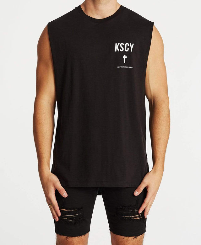 Kiss Chacey The Fall Step Hem Muscle Tee Jet Black