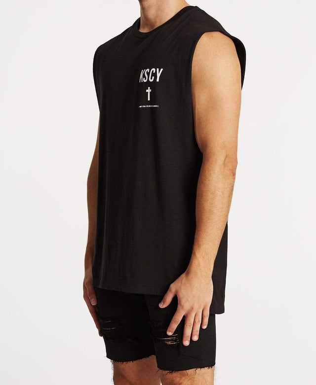 Kiss Chacey The Fall Step Hem Muscle Tee Jet Black