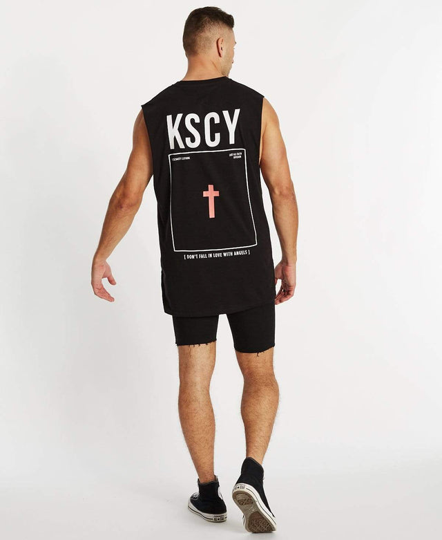 Kiss Chacey The Fall Step Hem Muscle Tee Jet Black