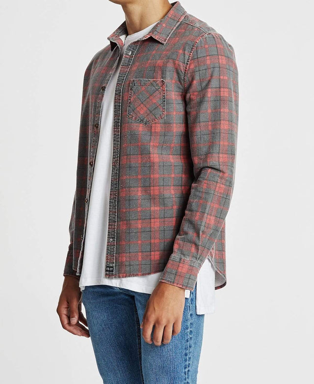 Kiss Chacey Trusted Standard Long Sleeve Shirt Burgandy/Black Check