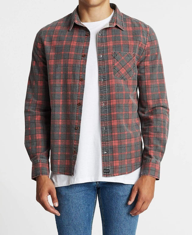 Kiss Chacey Trusted Standard Long Sleeve Shirt Burgandy/Black Check