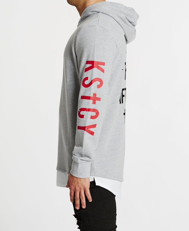 Kiss Chacey Vernon Layered Cape Hoodie Back Grey Marle
