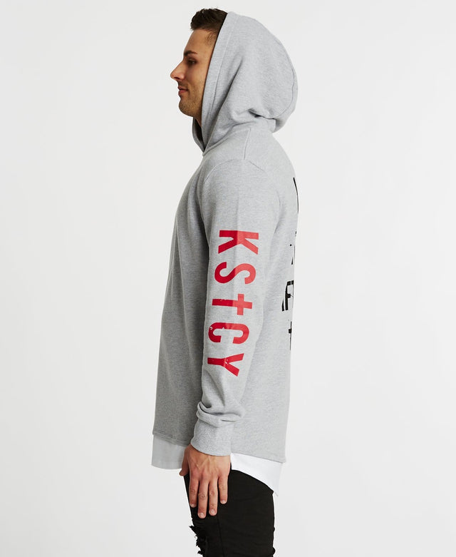 Kiss Chacey Vernon Layered Cape Hoodie Back Grey Marle