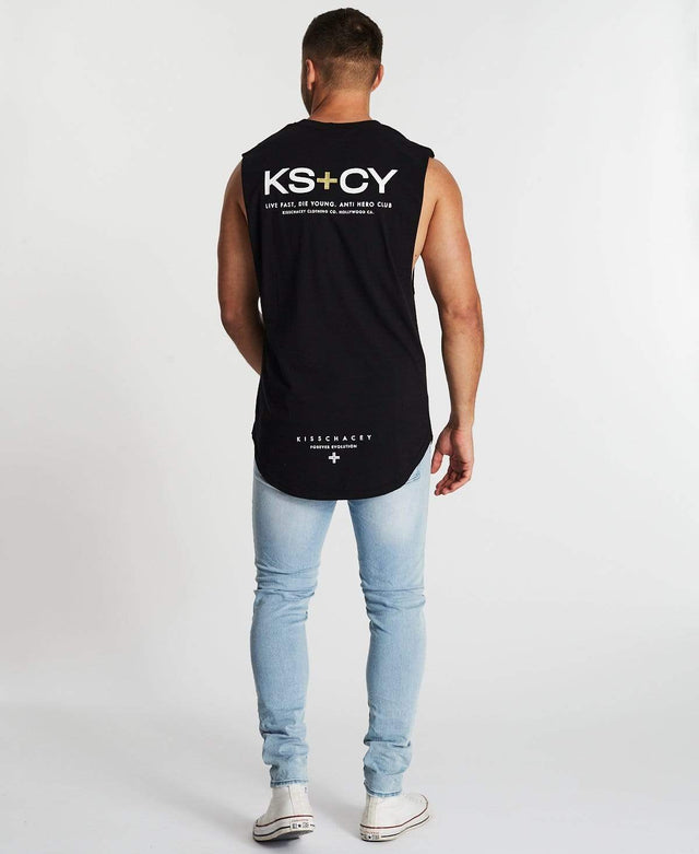 Kiss Chacey Villains Dual Curved Muscle Tee Jet Black