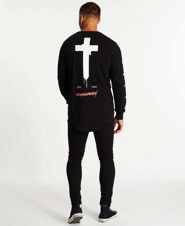 Kiss Chacey Youth Dual Curved Long Sleeve T-Shirt Jet Black
