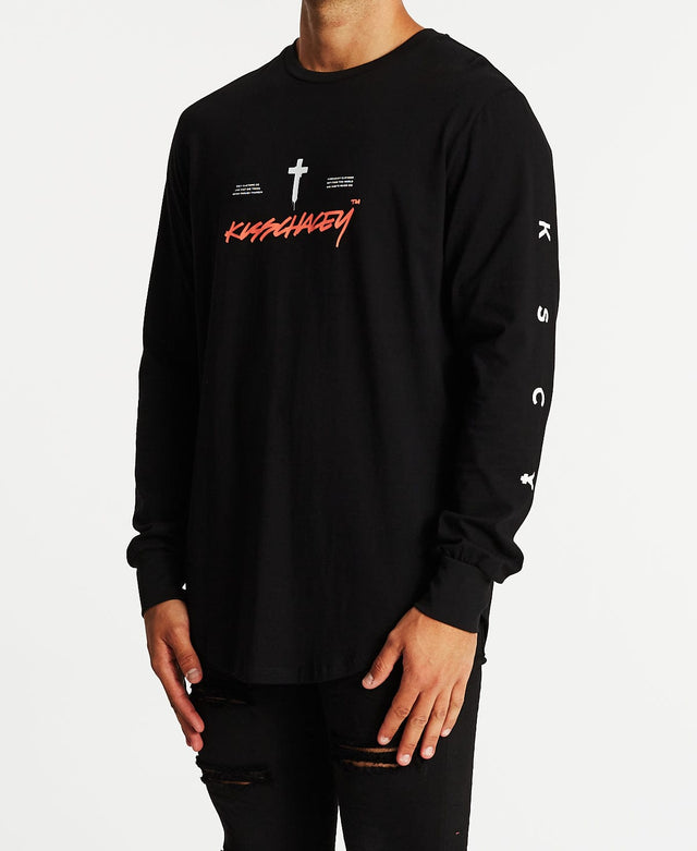 Kiss Chacey Youth Dual Curved Long Sleeve T-Shirt Jet Black