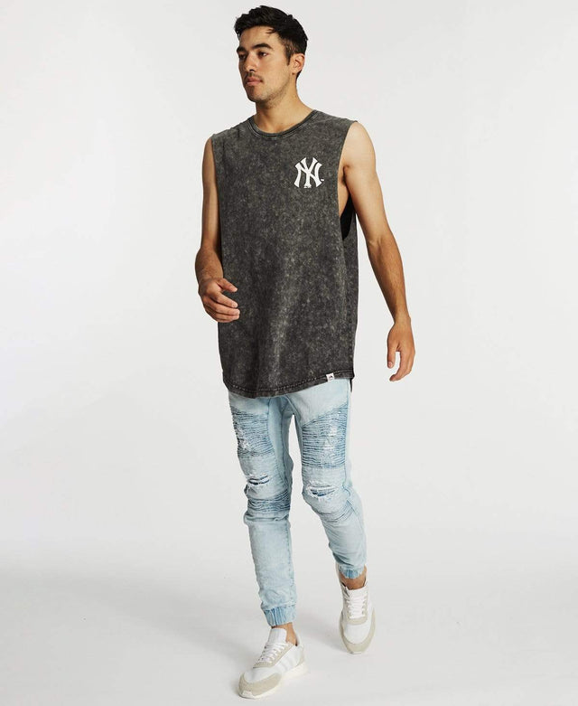 Majestic Mens Scoop Muscle Tee Yankees Pirate Black