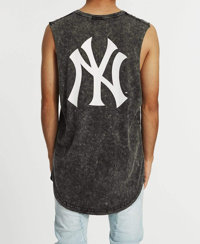 Majestic Mens Scoop Muscle Tee Yankees Pirate Black